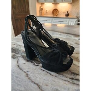 GIANNI BINI Platform Hartliye‎ Suede Fun Women Size 6.5M Black Sandal Heel